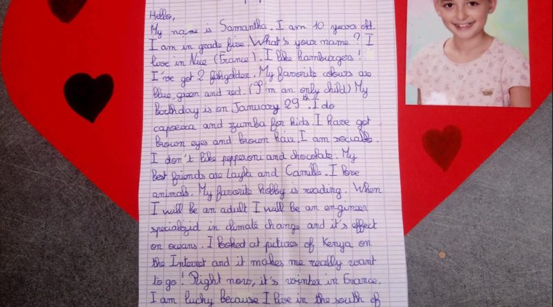 Lettre d'une écolière niçoise