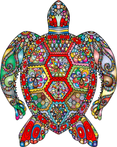 Tortue colorée style mosaïque